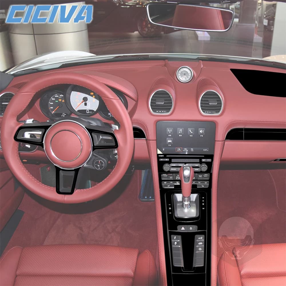 Per Porsche Boxster Cayman 718 982 2016-2022 pannello di controllo del cambio radio nero per pianoforte adesivo per accessori per finiture per auto