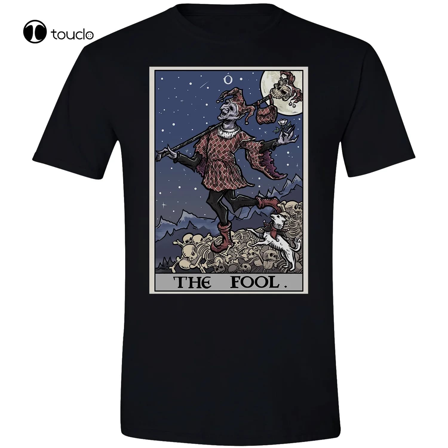 Maglietta The Fool Tarot Card Creepy Court Jester Gothic Halloween Court Jester Gift Tee