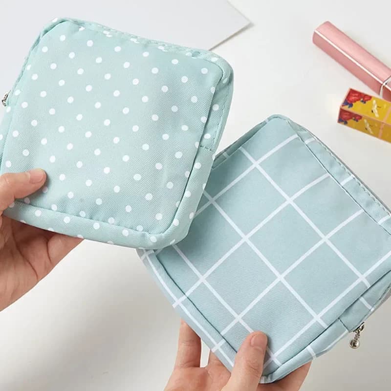 Borsa portaoggetti per assorbenti igienici da donna, buste per trucco carine, cerniera, per donna, rossetto cosmetico, chiave, auricolari, cavi dati, organizer