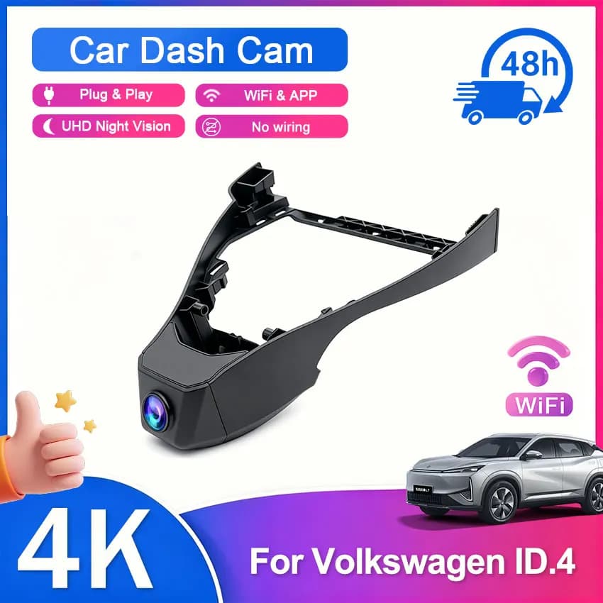 For VW Volkswagen ID.4 ID 4 2021~2023 2024 2025 Dash Cam Camera DVR 4K UHD WiFi 2160P Plug and Play Video Recorder