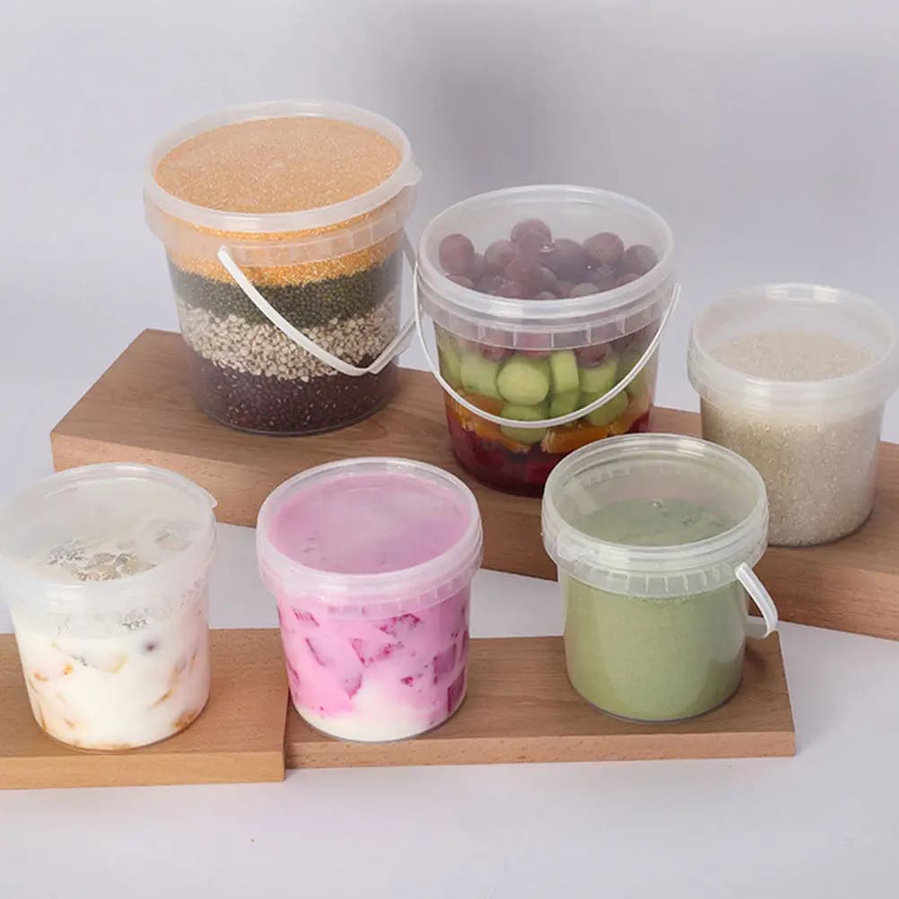 Set di 4 Contenitori per Gelato Trasparenti con Coperchi Ermetici per Gelato Fatto in Casa, Yogurt, Dessert, Torte, Riutilizzabili