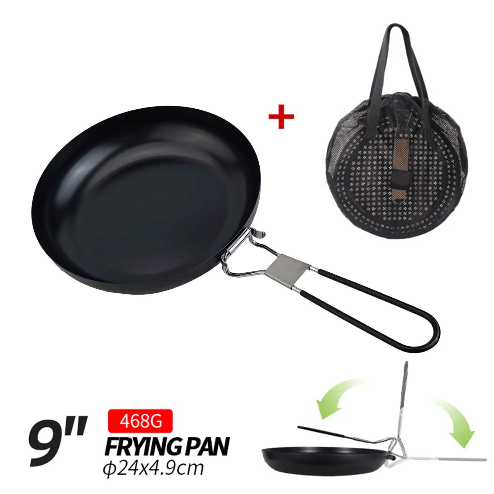 Padella per picnic con manico pieghevole, leggera, antiaderente, portatile, resistente, di lunga durata, pratica, nuovissima