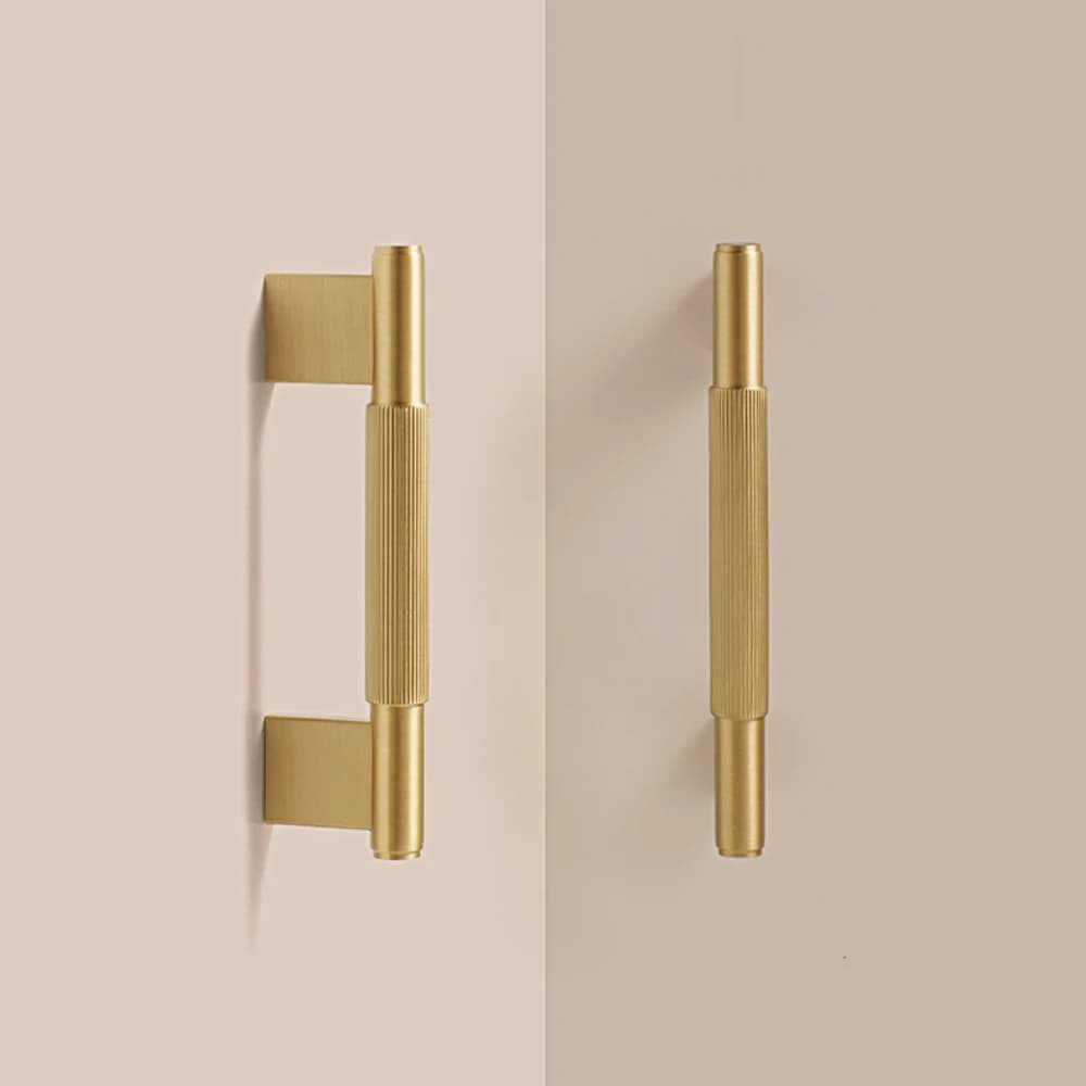 Maniglie per mobili Dooroom in ottone massiccio, design dritto con motivo a grana, stile moderno, per ante di armadi, frigoriferi e cassetti