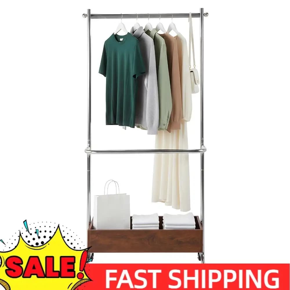 Small hanger with Wheels, Stendibiancheria from Terra with Wooden Box for Hanging Dresses, Wallets and Hats
