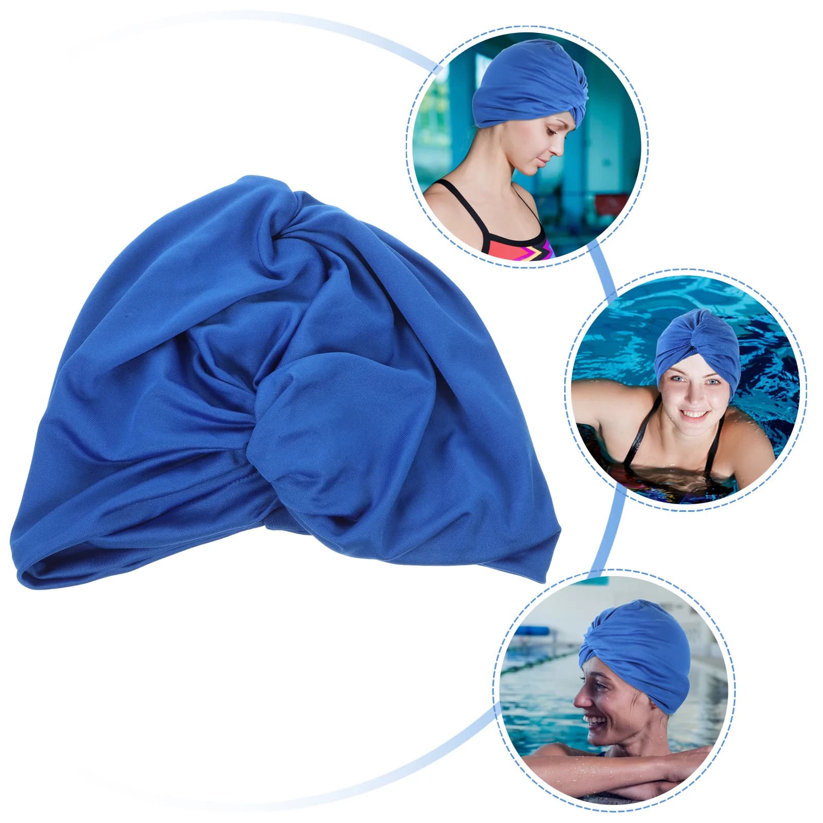 Cuffia da Nuoto Plissettata da Donna in Nylon, Misura Grande, per Capelli Lunghi, Ideale per Piscina