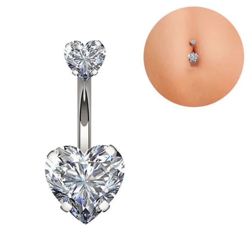 stainless steel 14G Women Body Piercing Crystal Belly Rings JewelryBelly Button Rings Piercing Stainless Steel Belly Rings