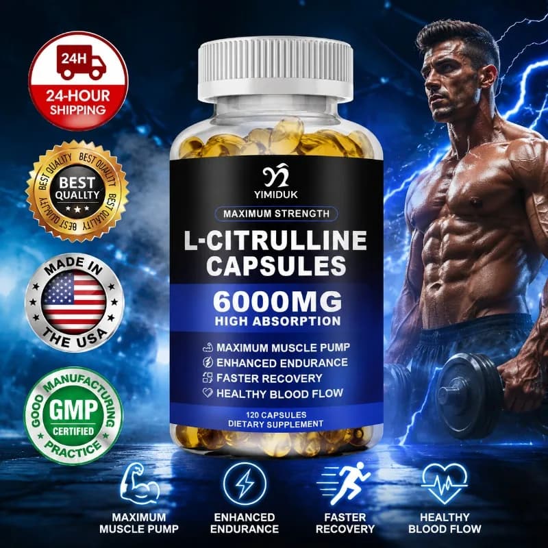 Max Absorption L-Citrulline Supplements, with Gelatin, Vitamin E, Preserve Muscle, Support Vessels, Cut Recovery Time, Energy