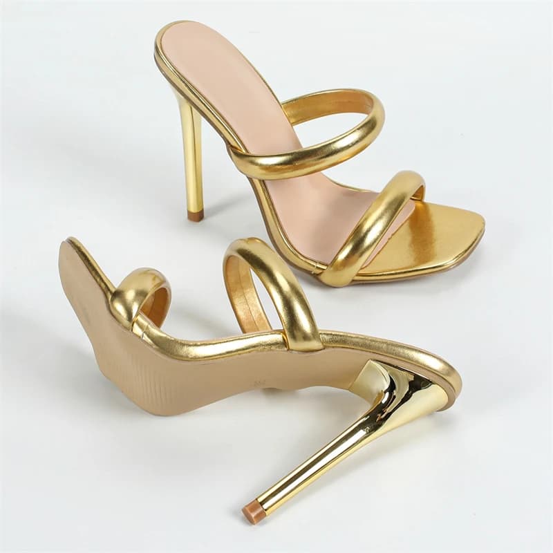 Eilyken Pantofole da donna con punta quadrata di nuova moda Design alla moda Scava fuori sottili tacchi alti Stripper Party Slides Shoes