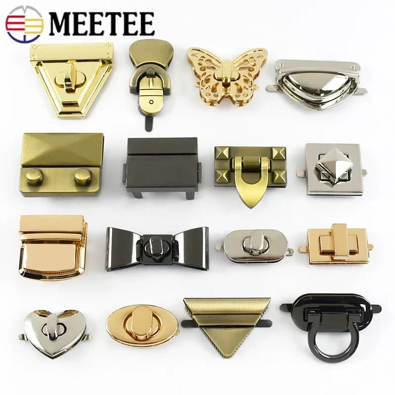 Meetee 2 pezzi borsa twist turn lock snap serrature in metallo fibbia borsa decorazione chiusura chiusura borse fai da te accessori hardware di ricambio