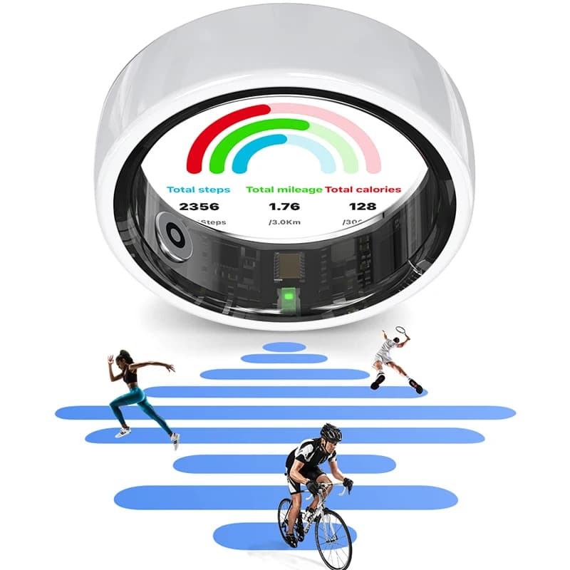 Anello intelligente R12 con custodia di ricarica, anello in ceramica impermeabile, anello per la salute femminile, monitoraggio della frequenza cardiaca e del sonno, controllo gestuale, SmartRing