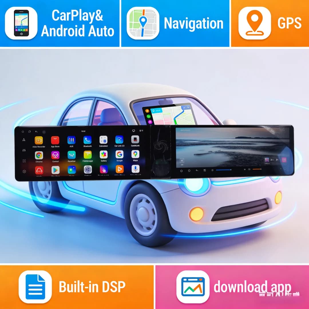 Dual 12.3 Inch HD Touch Screen For Audi A6/A6L 2013-2018 Wireless CarPlay Android 13 Car Radio Head Unit - GPS Navigation Replac