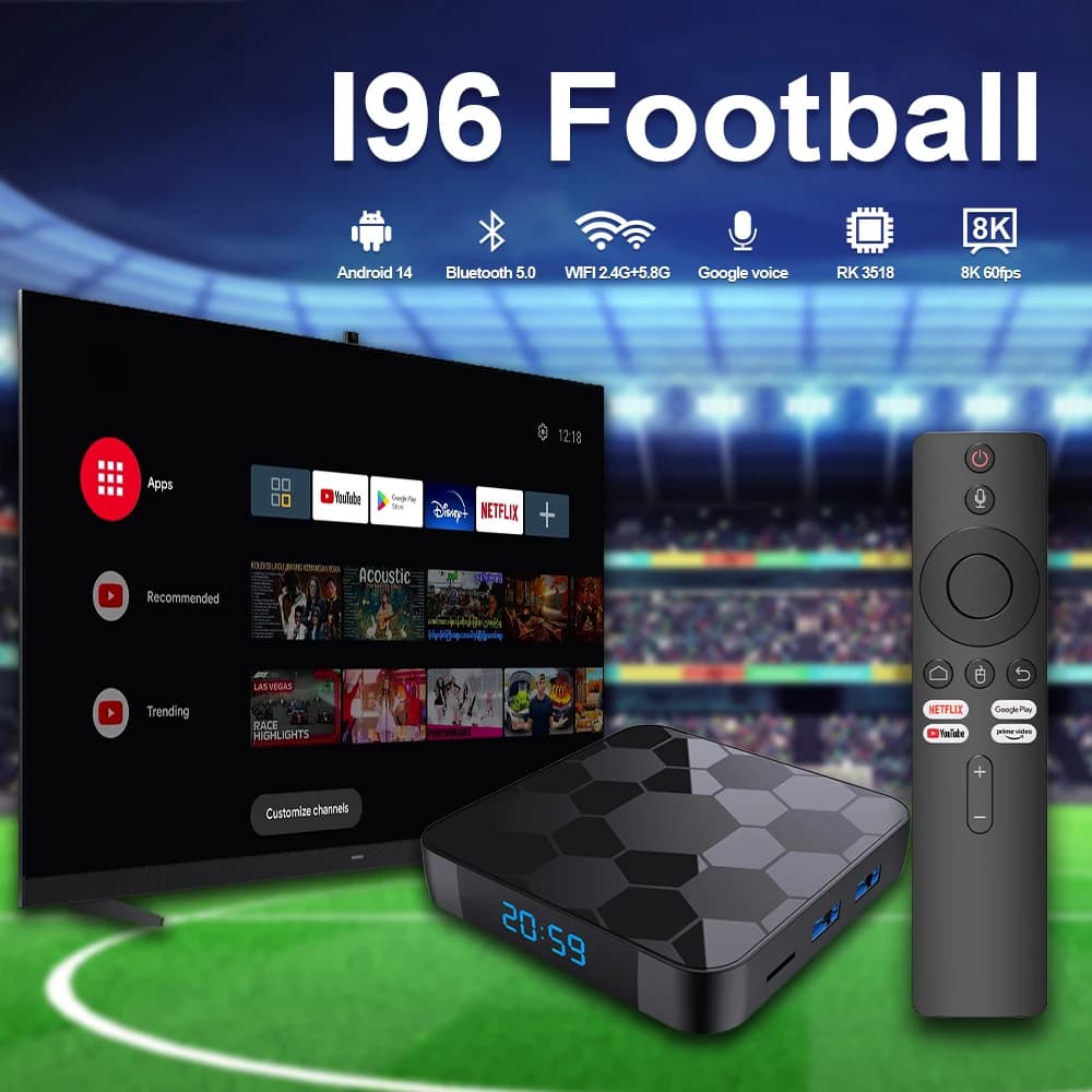 Velec Smart TV Box Android 14 2 + 16 8K Telecomando vocale Google Streaming Processore quad-core Lettore multimediale per intrattenimento domestico