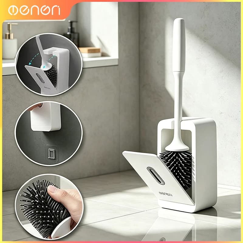 Wall Mounted Silicone Toilet Brush No Blind Spot Cleaning Brush Household Bathroom Sanitary Accessories