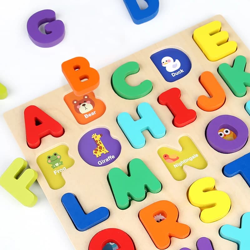 Puzzle in legno Montessori per bambini - Numero aritmetico alfabetico Forme geometriche Gioco educativo Giocattolo per l'apprendimento in età prescolare