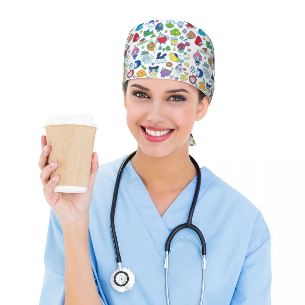 Tamagotchi Friends Scrub Hat Doctor Working Surgical Cap Men Women Adjustable Nursing Caps for Dentist