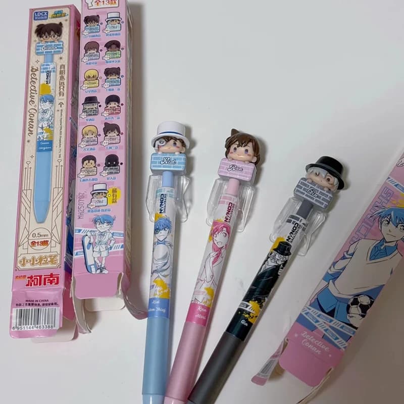 Genuine Detective Conan Blind Box Gel Pen With Detachable Mini‑Figure Kaito Anime Peripheral Neutral Pen Student Stationery Gift