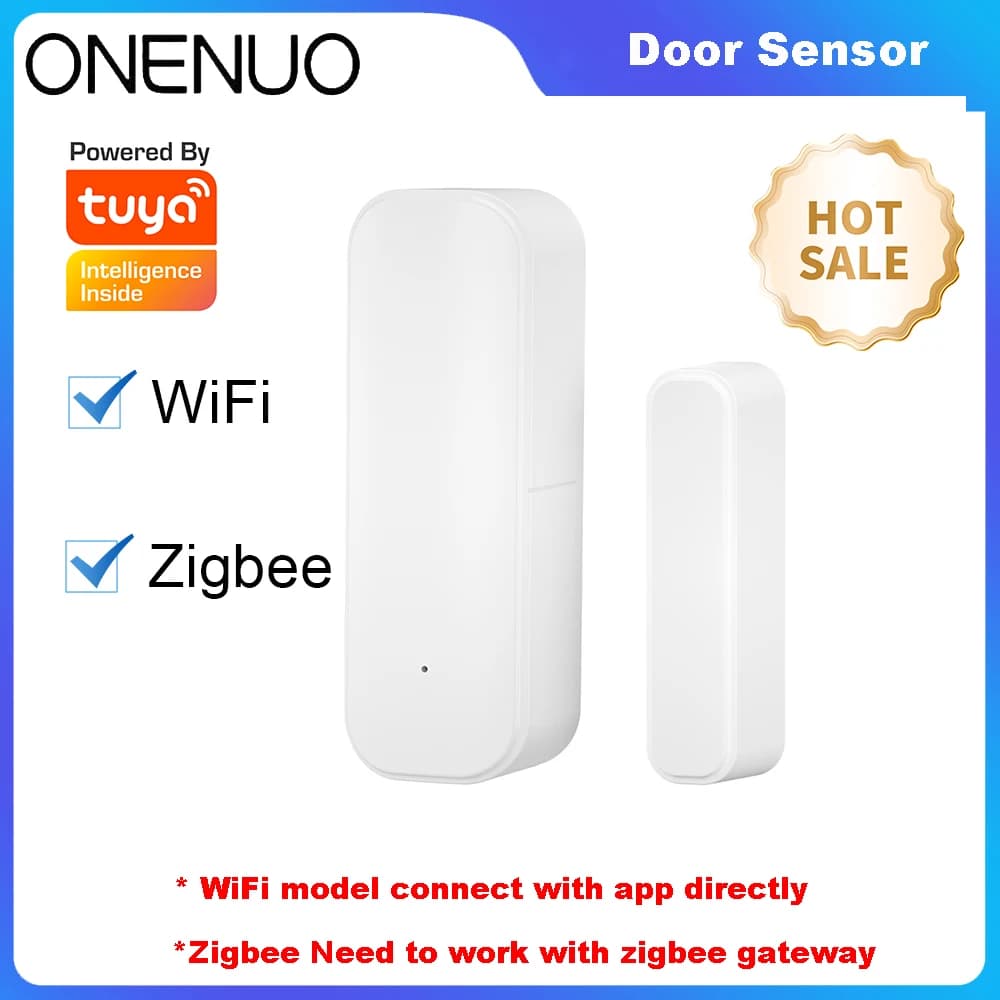 Tuya WiFi o Zigbee Sensore per porte e finestre Sistema di allarme di sicurezza domestica intelligente Controllo vocale tramite Alexa Google Home Smart