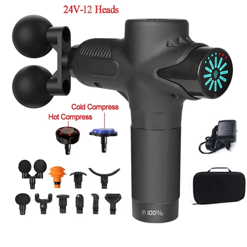 Electric Massage Gun High-frequency 12-headed High-frequency Stripping Deep 24V Neck Relaxation Professional cold and hot compression