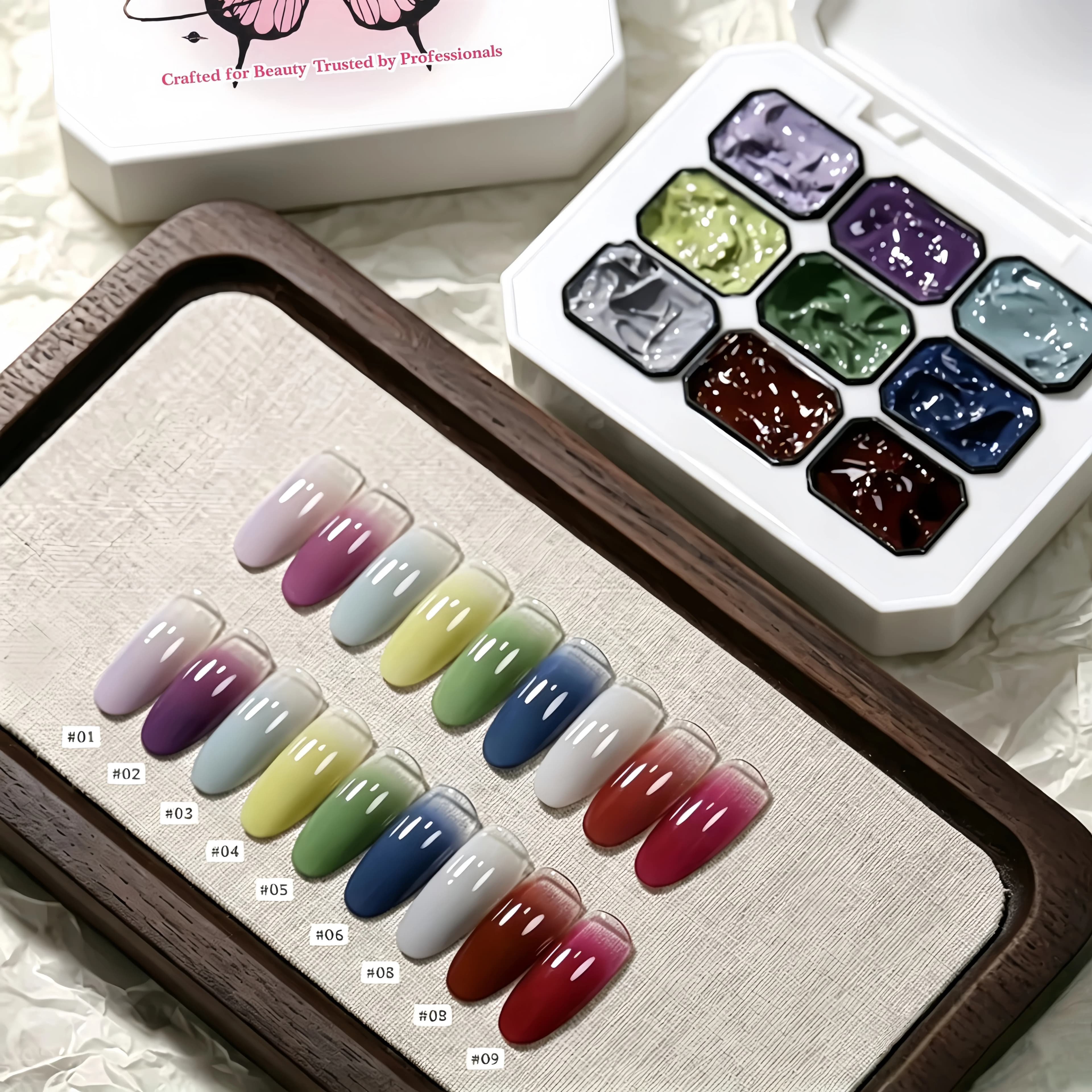 1 piece of solid colored gel to 9 grills for painting, gel for nail art to thick gradient high saturation, 3D creation DIY popular for summer
