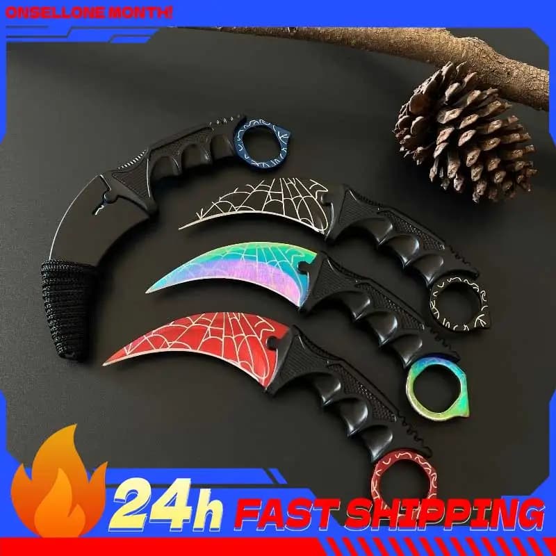 5 stili, 18,8 cm, Coltello a forma di artiglio da collezione Spiderweb Karfambit Go Game, per allenamento di arti marziali, con fodero, sicuro, giocattolo