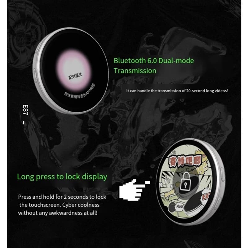 Smart Bluetooth Anime Digital Pin - Cornice per foto E-Ink touchscreen con riproduzione video, LED a 7 colori, controllo tramite app