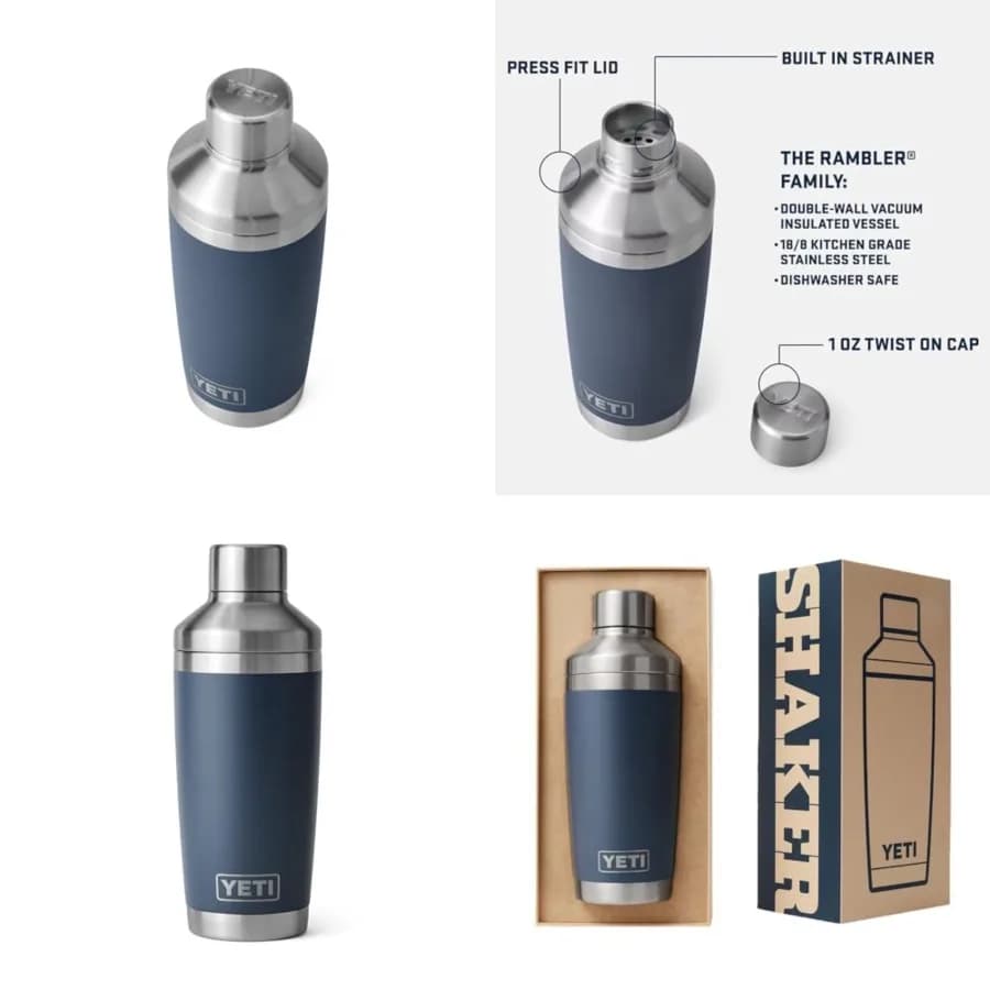 Shaker per cocktail Rambler da 20 oz, acciaio inossidabile, isolato sottovuoto