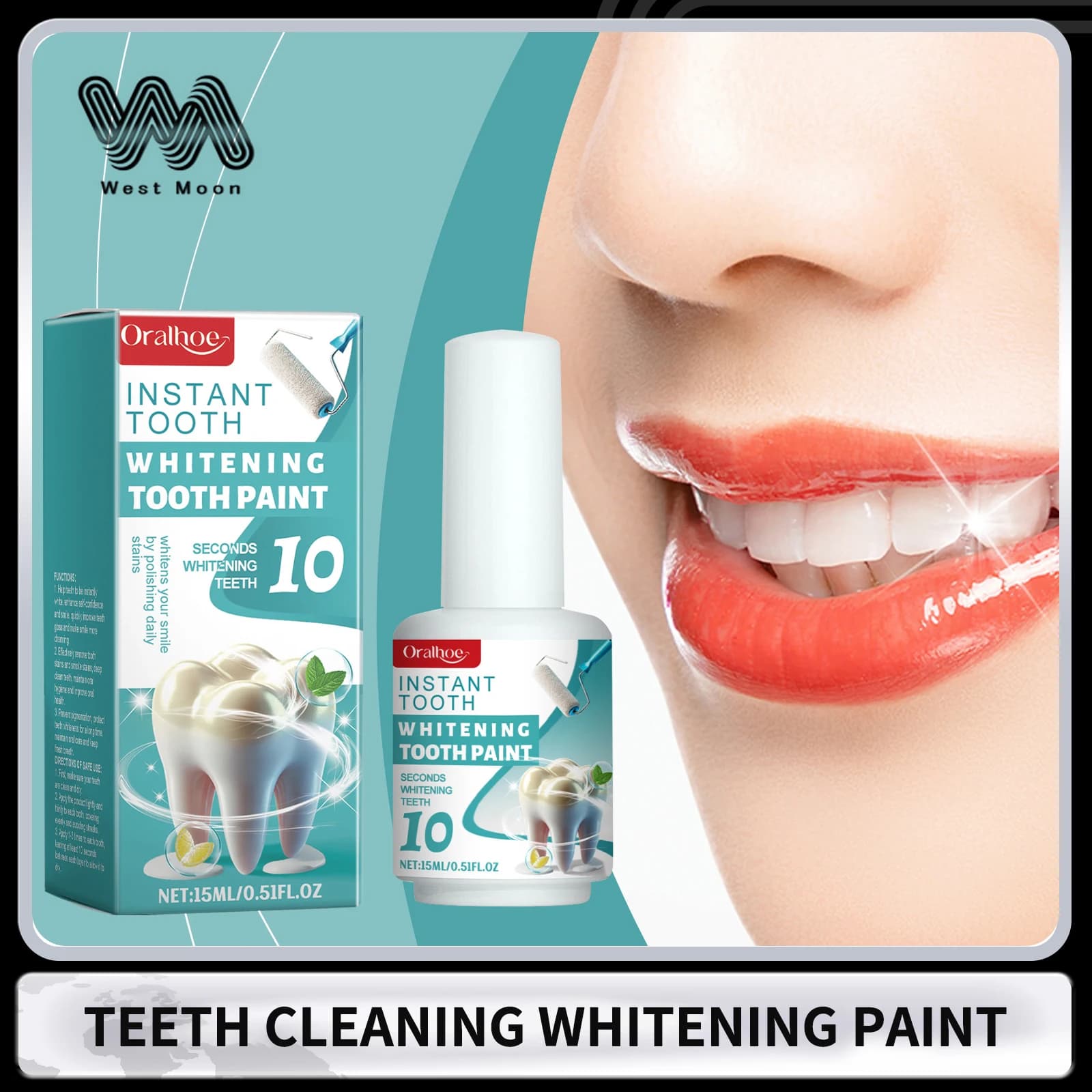 Teeth whitening Paint Clean teeth Reduce pigmentation Improves opacity Dental clearing Remove teeth stains Oral hygiene