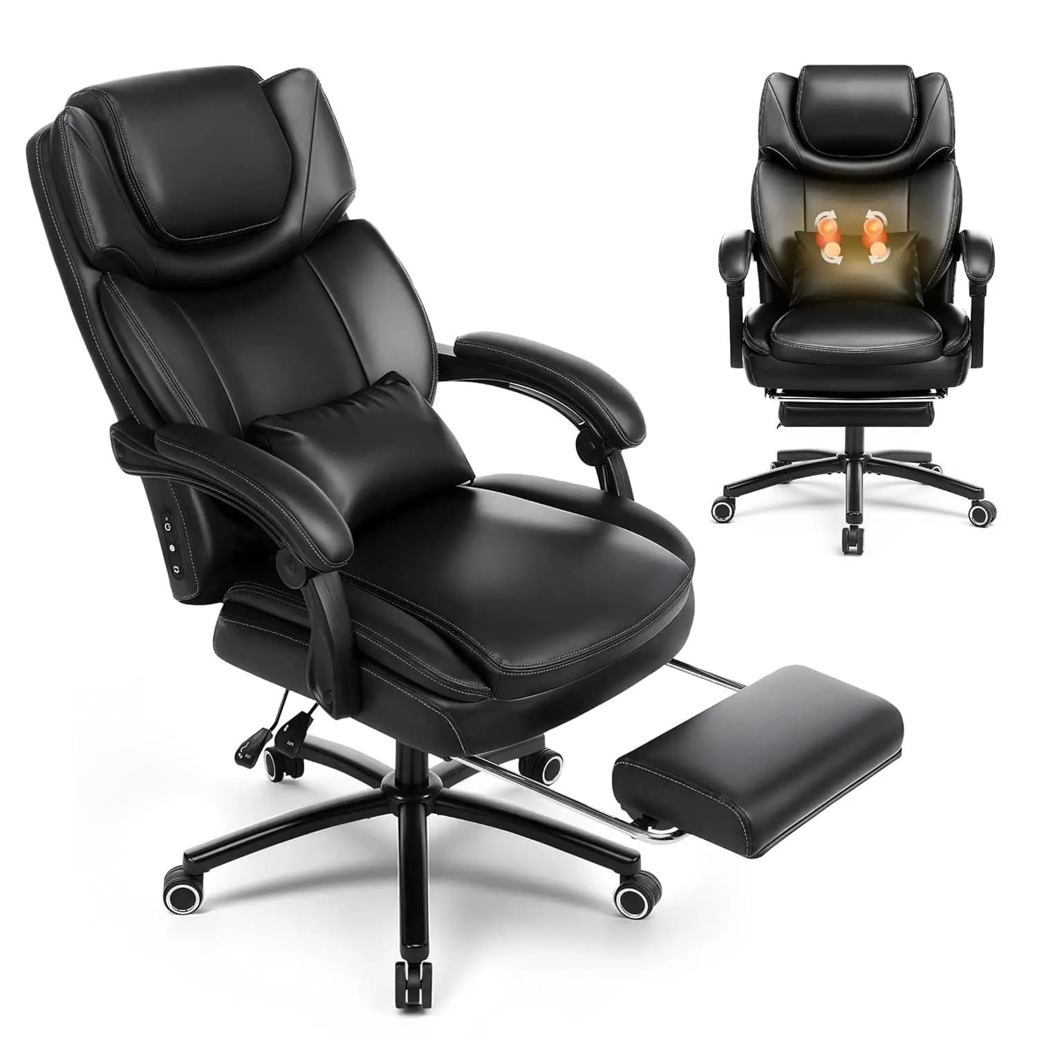 Sedia da ufficio per massaggio con impastare 3D da 500 libbre con poggiapiedi, sedia da gioco per computer reclinabile ergonomica grande e alta, personalizzata