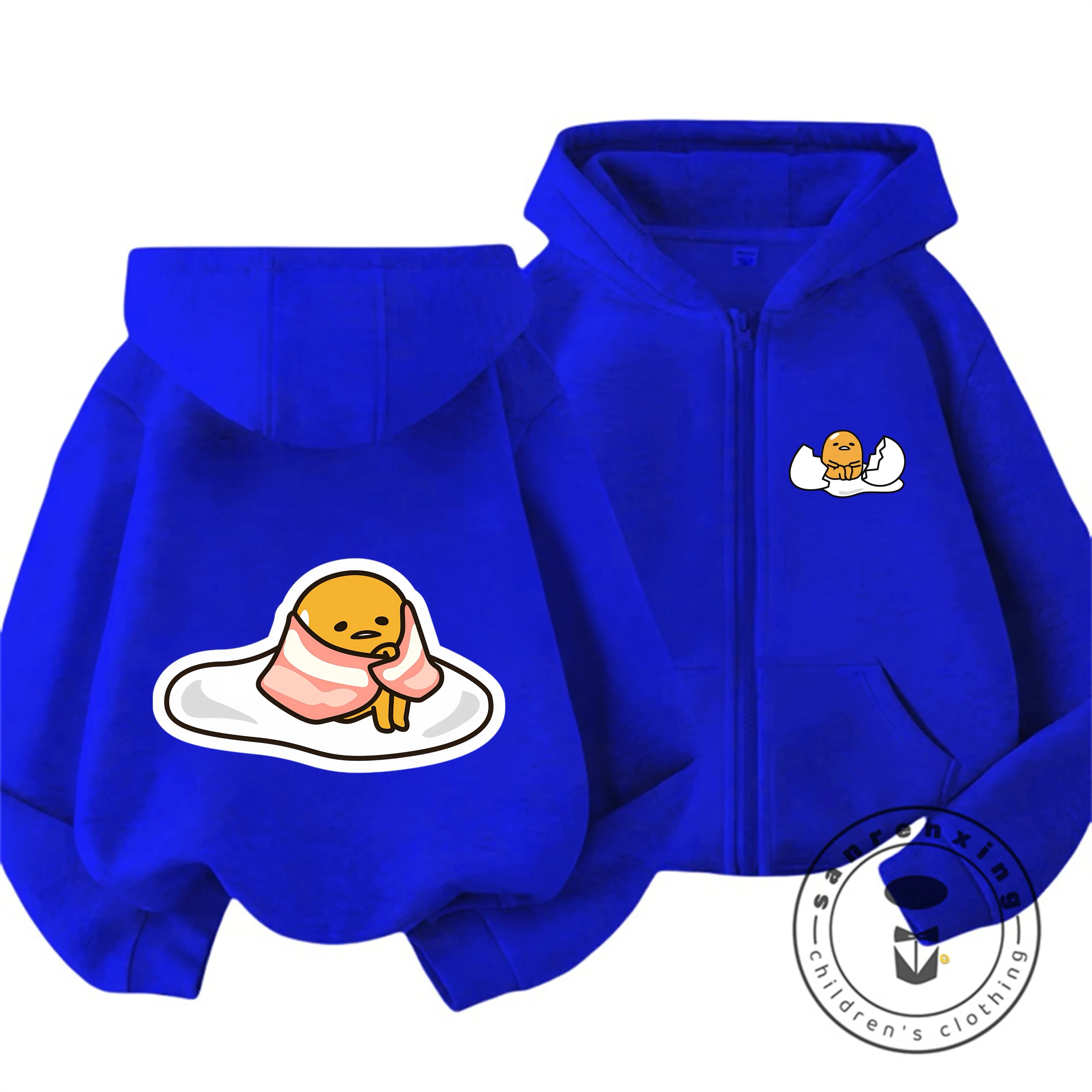 Felpa con zip per autunno e inverno, carina, kawaii, casual, con cartoni animati, giacca per bambini Gudetama Kids 3 14