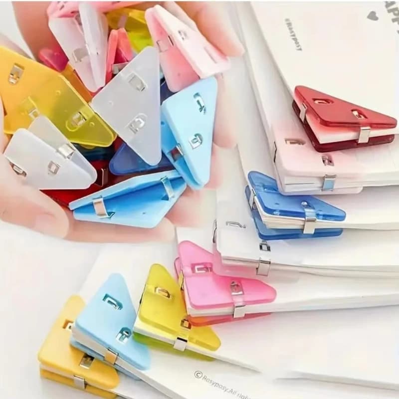 10/20Pcs Triangle Corner Clips File Paper Clip File Photo Clamp Page Holder Stationery Multifunctional Office Desk Organizer