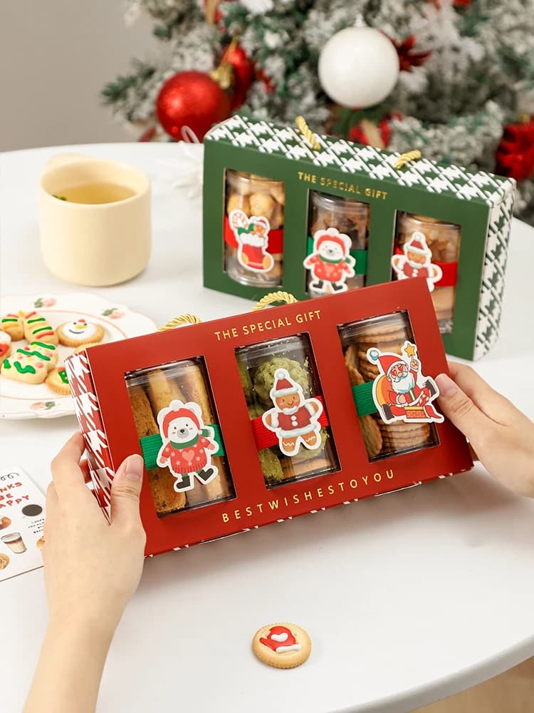 Scatola per biscotti Cisas, contenitore trasparente portatile per biscotti, dolci, fiocchi di neve, caramello, zucchero, frutta secca, latte e datteri