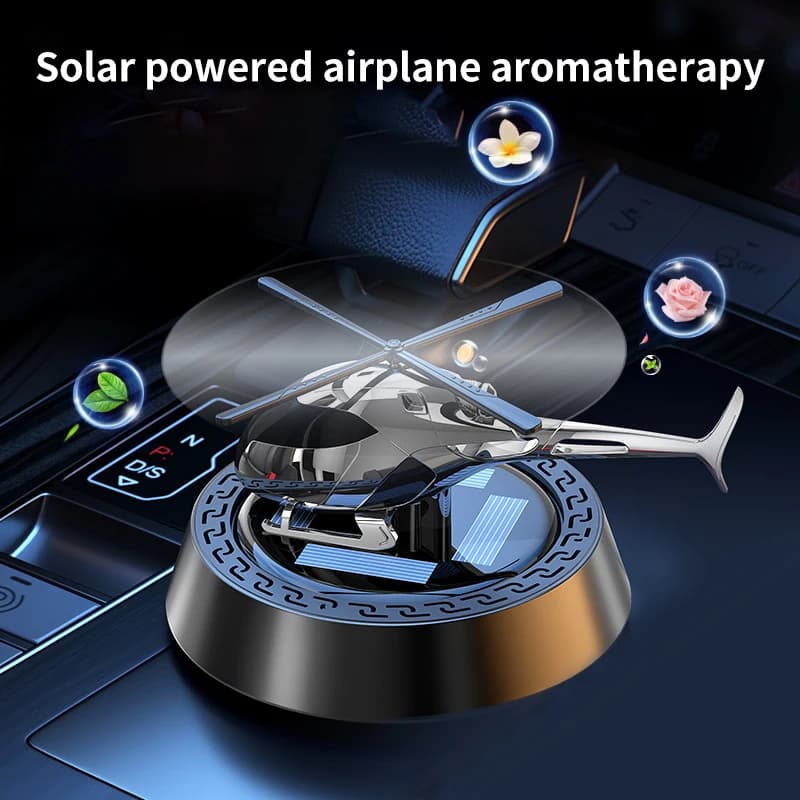 Solar Energy Car Scenter with Rotating Air Shape Decoration, durable fragrance for car, high-end auto accessories.