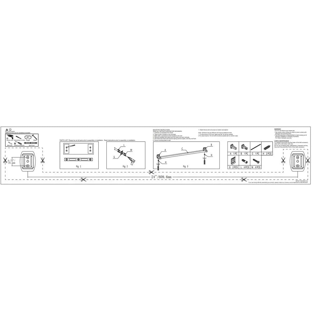 Portasciugamani da parete da 24 pollici Design quadrato Finitura cromata Hardware da bagno in acciaio Resistente alla ruggine Facile installazione