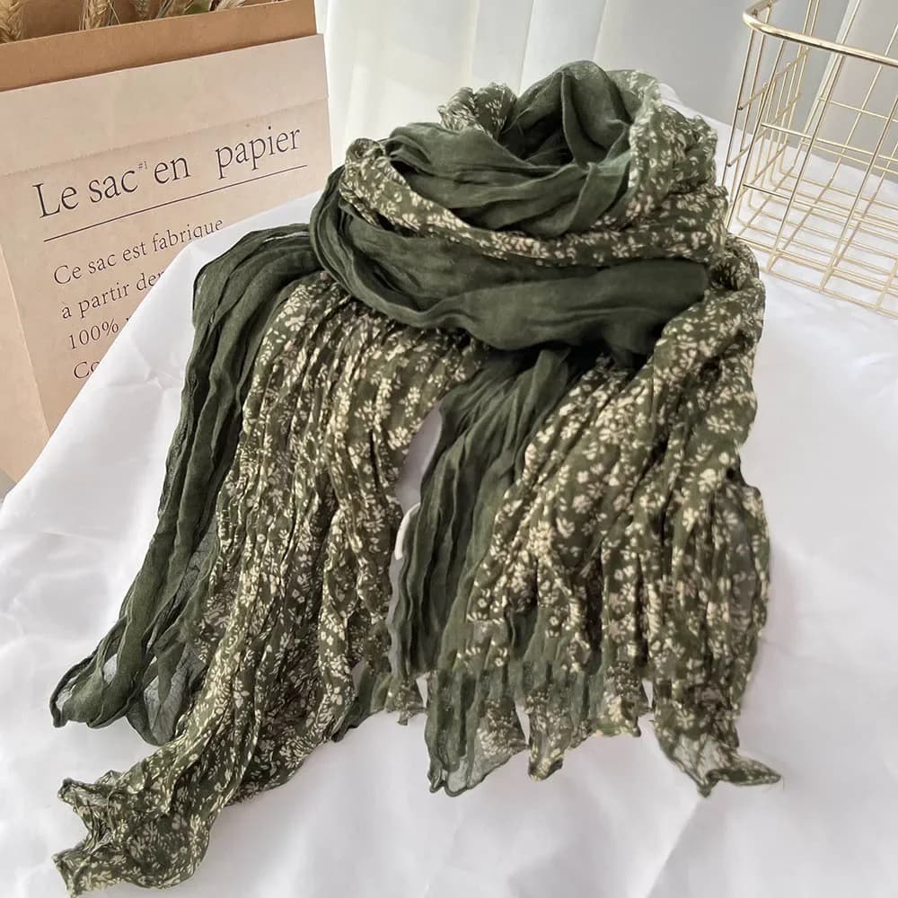 VREOVOR Autunno e inverno Nuovo scialle versatile sottile piegato con piccola sciarpa di fiori frammentati e giapponese