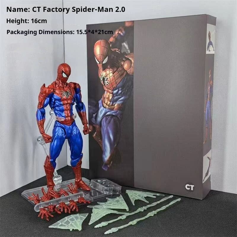 Action Figure CT Spider-Man 2.0 con Articolazioni Mobili, Giocattolo da Collezione 16cm, Modello Anime in PVC con Accessori e Supporto Espositivo