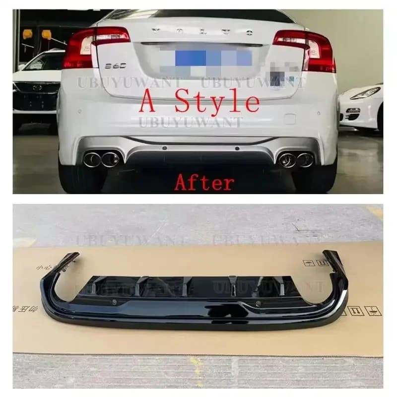 For VOLVO S60 V60 2014-2016 VOLVO V60 S60 ABS REAR BUMPER TRUNK LIP SPOILER DIFFUSER with Exhaust Tips