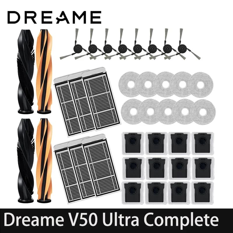 Accessori di Ricambio per Robot Aspirapolvere Dreame MOVA V50 Ultra Complete: Spazzola Principale, Spazzola Laterale, Panno Lavapavimenti, Filtro HEPA, Sacchetto Raccoglipolvere