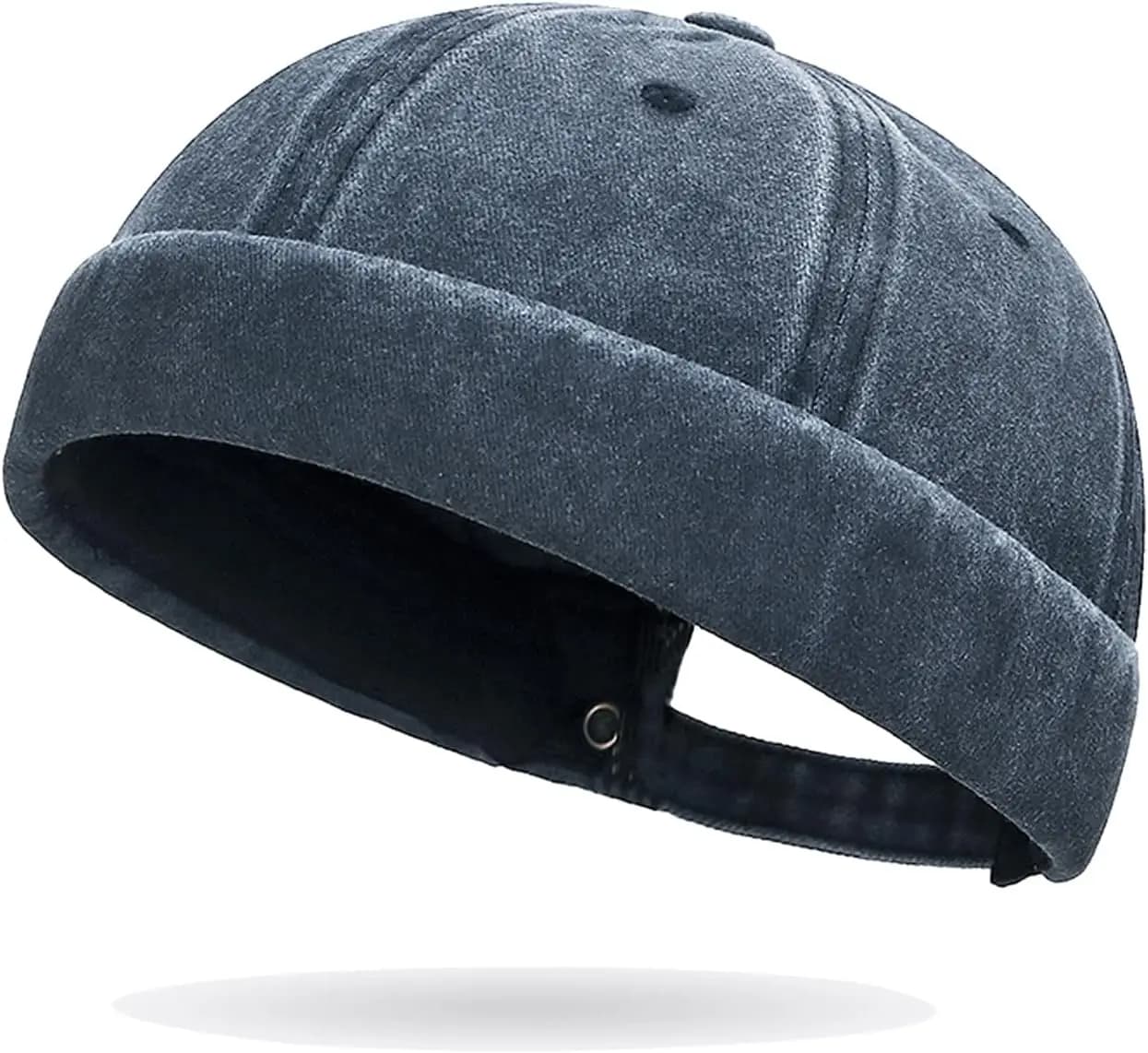 Cappello da Marinaio Classico in Cotone Lavato Tinta Unita, Berretto Casual con Risvolto Arrotolato
