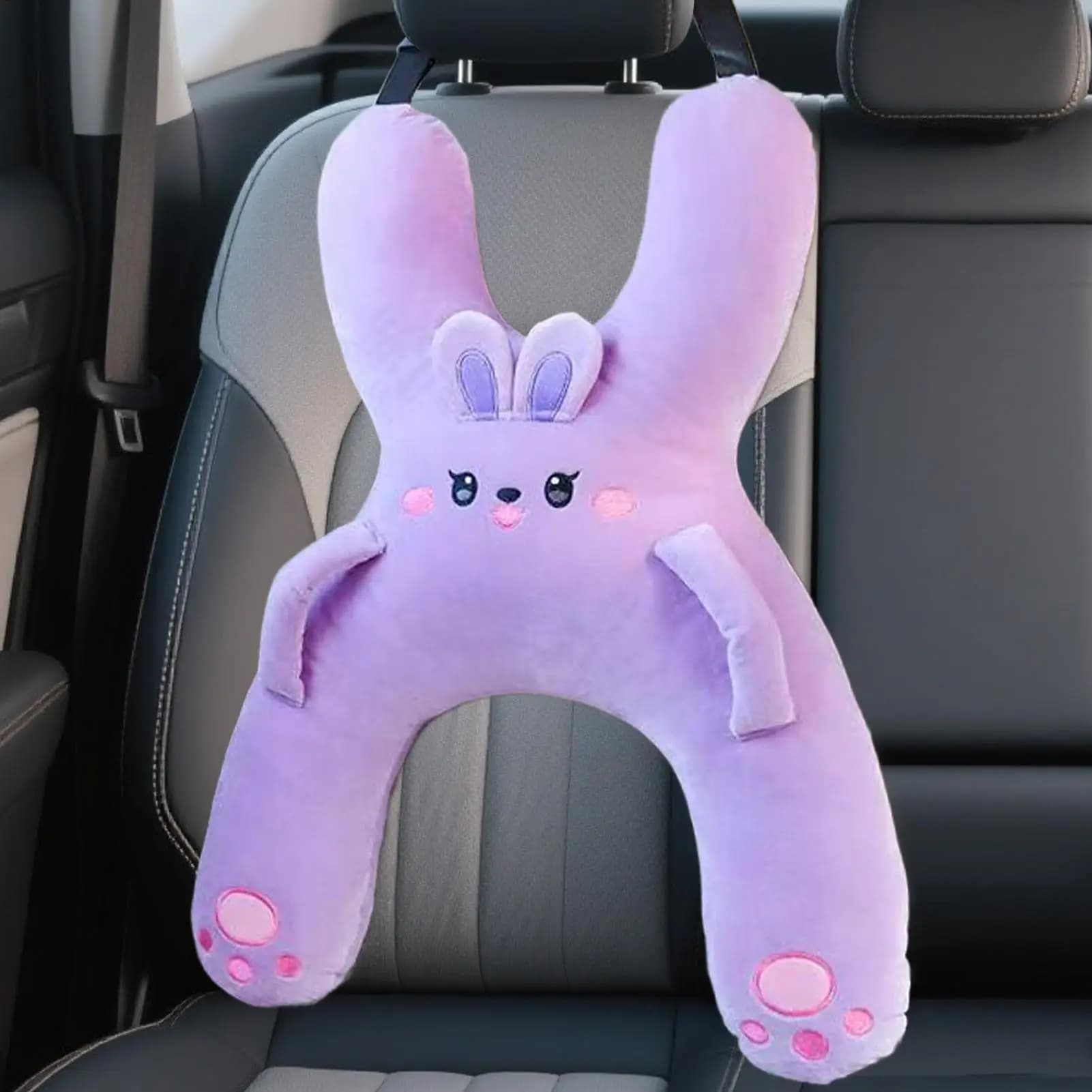 Kids Car Sleeping Pillow with Slots and Handles Travel H-shaped Neck and Head Support Carseat Sleeping Pillow for Cars Planes