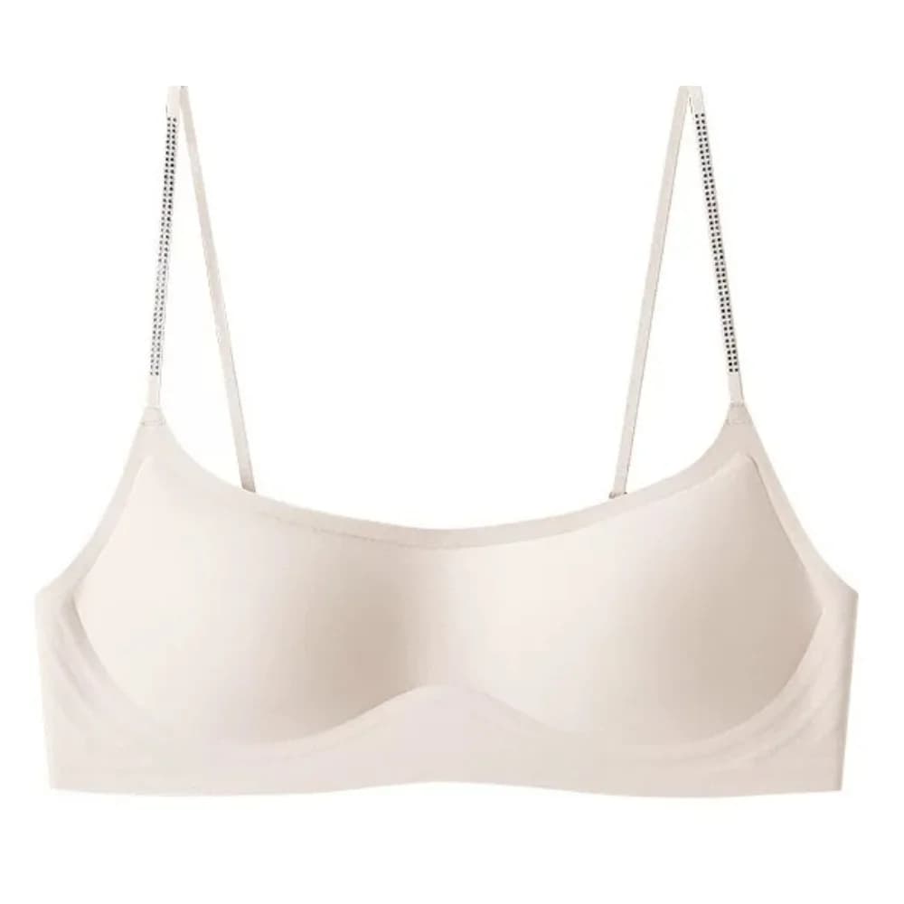 Women French Wire‑Free Push Up Bra Foundation Tone Invisible Seamless Thin Strap Tube Top Low‑Cut Summer Back Beauty Small Bust