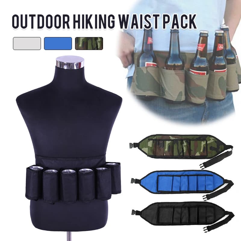 Cintura di birra all'aperto alpinismo campeggio escursionismo borsa da cintura portatile per bevande portabottiglie da vino organizzatore da appendere tasca per feste