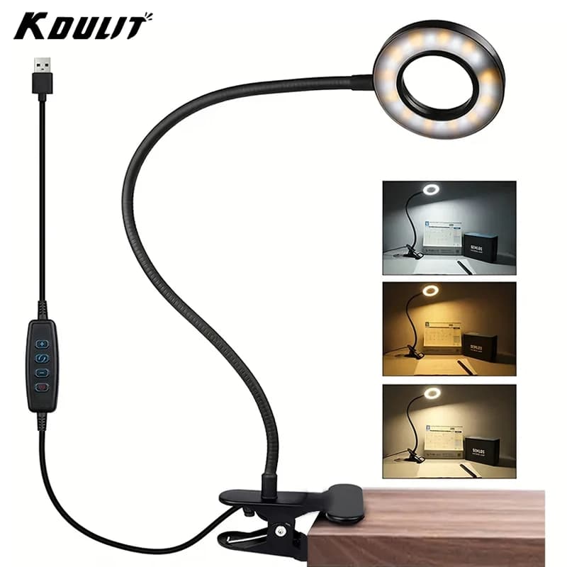 48 LED USB Clip Desk Lamp, Dimmable Flexible Swan Neck Study Lamp, Night Light for Book Eye Protection, Student Desk