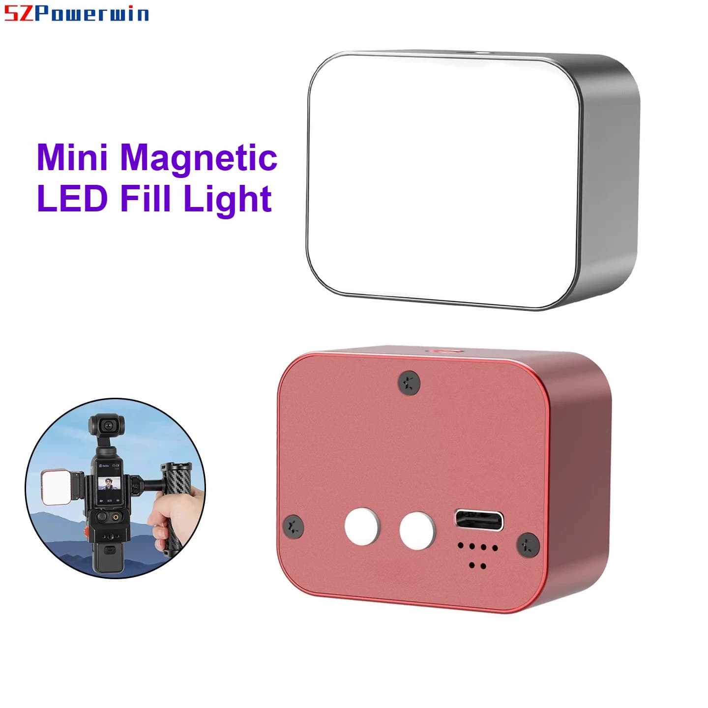 Mini LED Magnetic Light for DJI Action 6/5 Pro/4 and Gopro 13/12 – Quick Release Portable Lighting for Vlog and Live Streaming