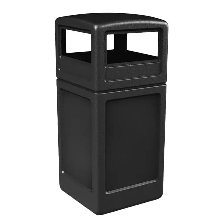 42 Gallon Square Black Waste Container and Dome Lid Set | Outdoor Trash Can with Lid | Trash Bin for Outdoor | Compost, Custom