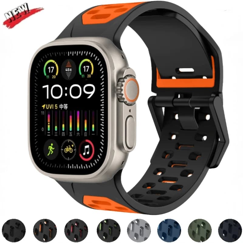 Cinturino in silicone per cinturino Apple Watch Ultra2/3 49mm 11-10 42mm 46mm 9 8 7 45mm 41mm braccialetto traspirante iWatch 6 5 4 SE 44mm 38mm