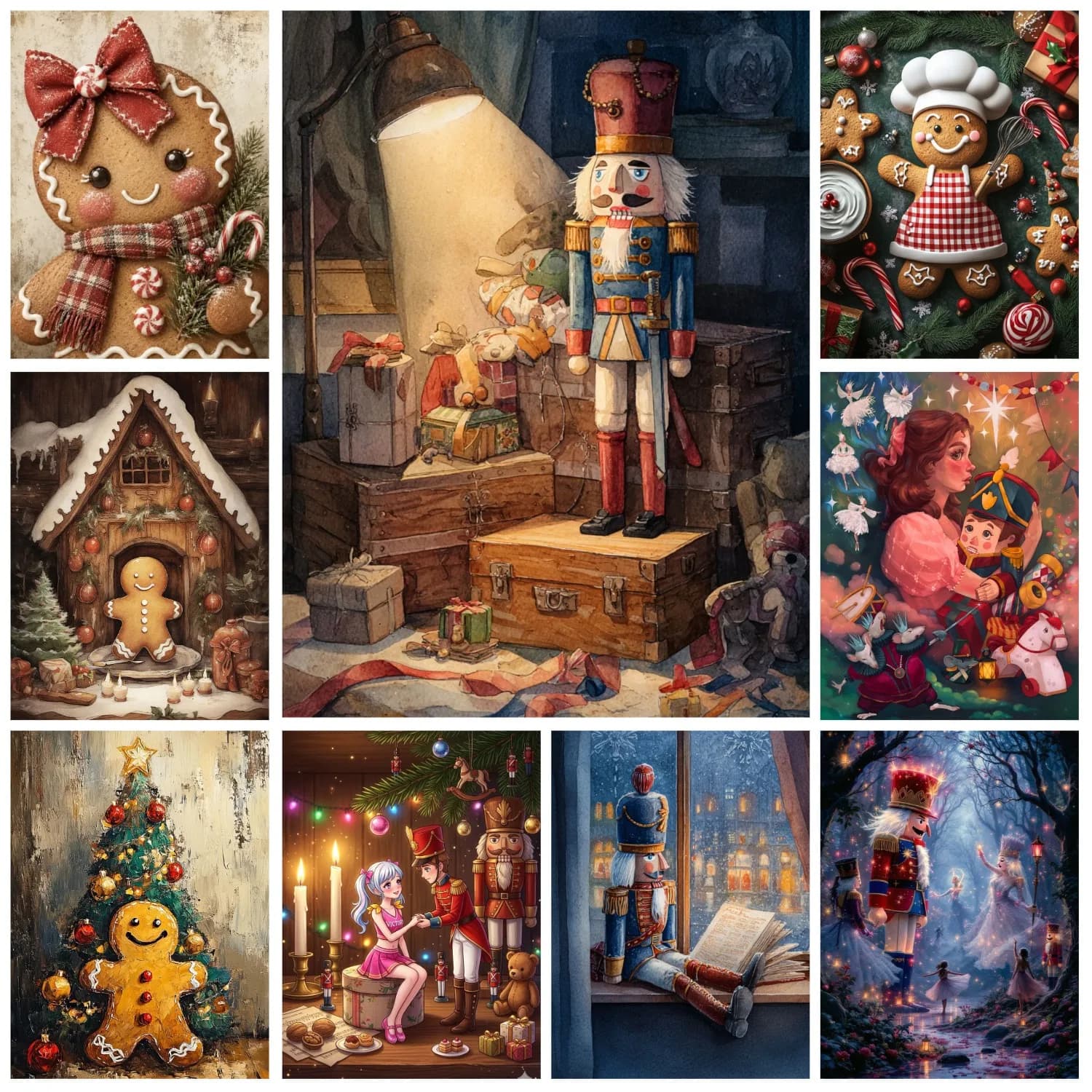 New Christmas Theme DIY Diamond Painting Gingerbread Man Nutcracker Pattern Diamond Embroidery Bedroom Home Decor Hand Gift