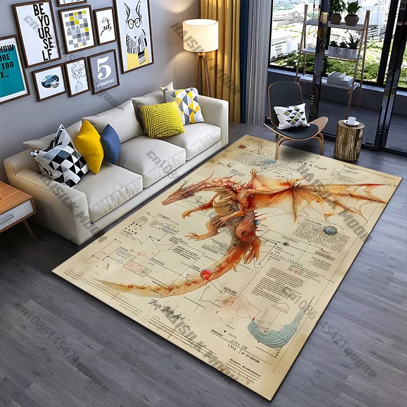 Biological dragon anatomy study mat, yoga mat, living room decoration, baby cat mat, zerbino, playground carpet