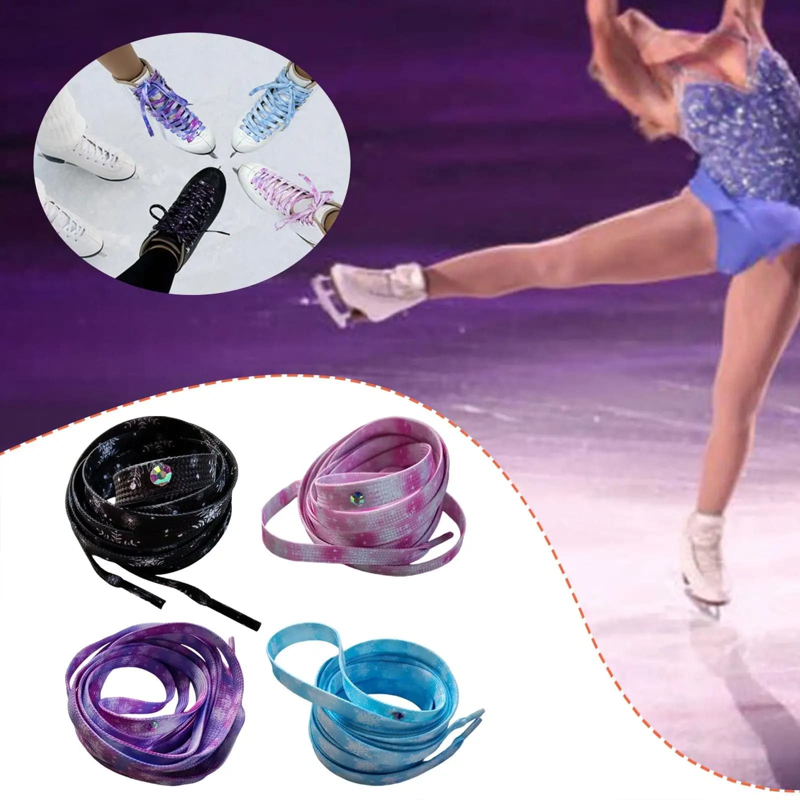Lacci per Pattini da Hockey Scintillanti, Accessori Leggeri in Poliestere per Pattini Artistici, Idea Regalo