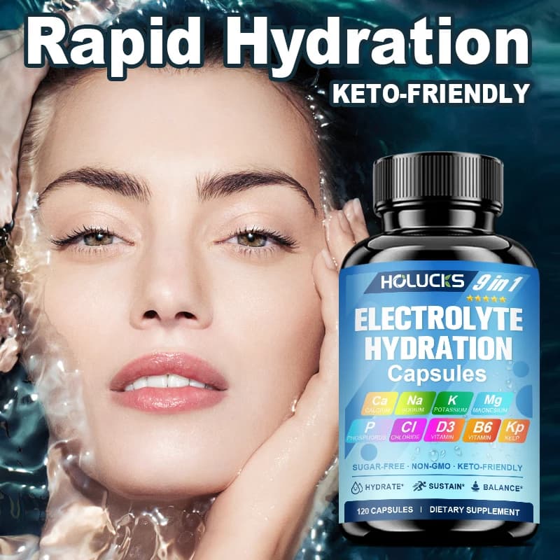 HOLUCKS Integratore di Elettroliti, con Vitamine del Gruppo B e Minerali Essenziali, Supporta l'Equilibrio Idrico, l'Energia e l'Idratazione Quotidiana per Atleti