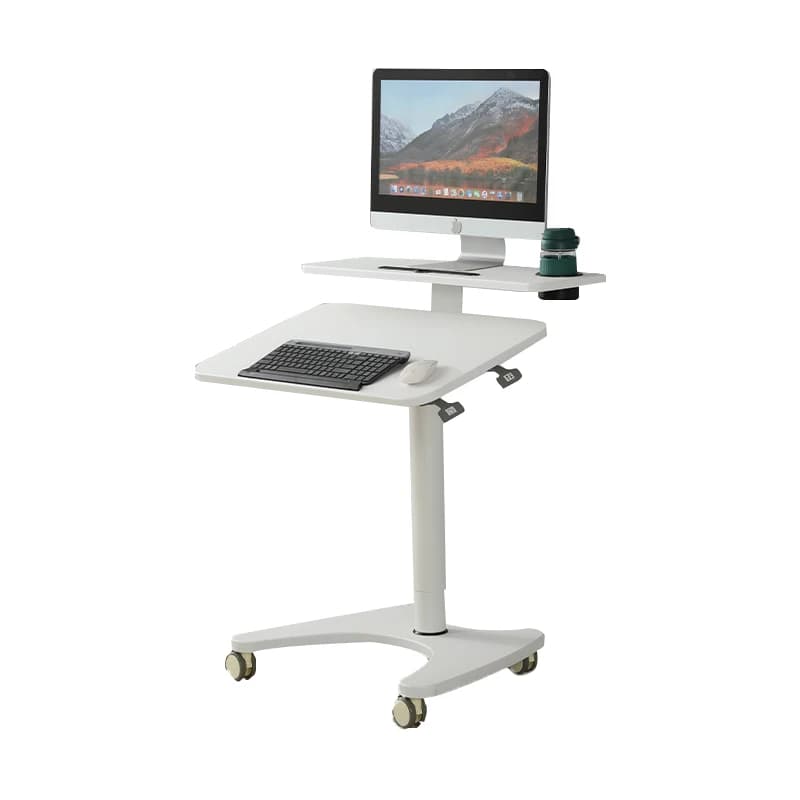 Home Office Doppio strato Portatile pieghevole Stand up Laptop Rolling Over Bed Scrivania mobile per computer Tavolo mobile da tavolo